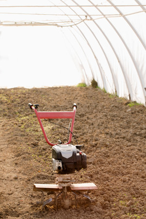 A motoblock cultivator for soil cultivation at homeの写真素材