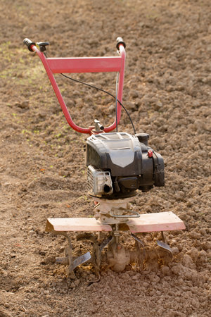 A motoblock cultivator for soil cultivation at homeの写真素材