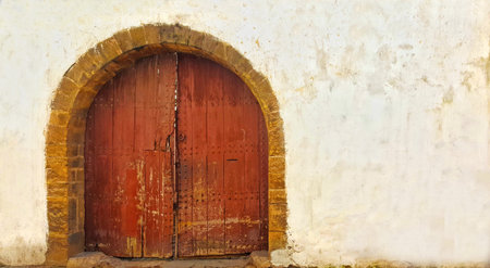 Old door in the Historic Habous district of Casablanca in Morocco