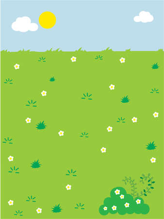 landscape with flowersのイラスト素材