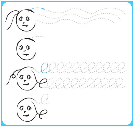 Drawing worksheet for Handwriting practice - tracing dashed linesのイラスト素材