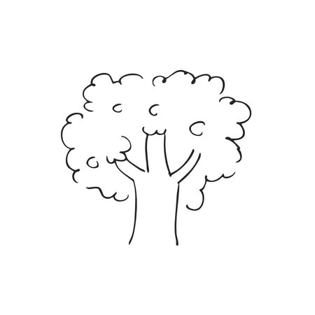 Tree icon on white background. Vector illustration in doodle style.のイラスト素材
