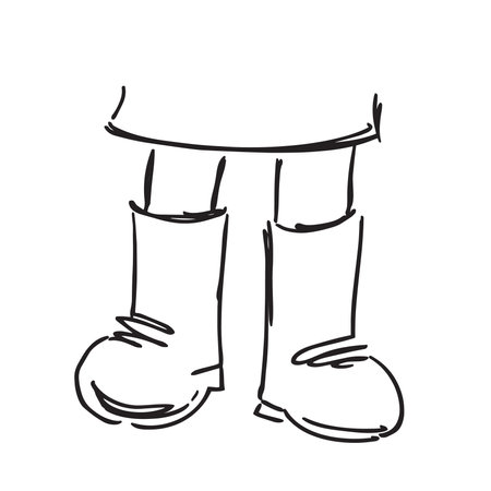 Vector illustration of a pair of boots on a white background. Doodle style.のイラスト素材