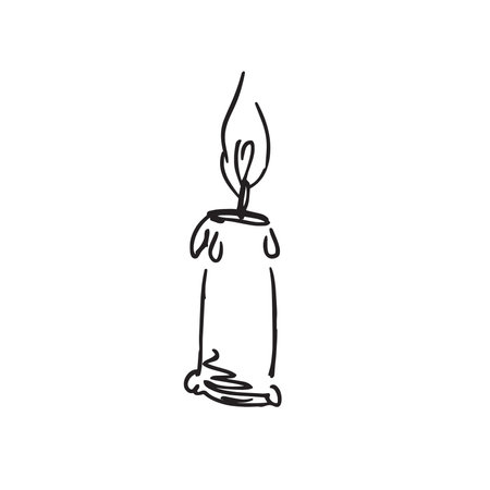 Candle doodle icon. Hand drawn candle vector illustration.のイラスト素材