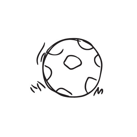 Soccer ball hand drawn doodle icon. Vector illustration.のイラスト素材