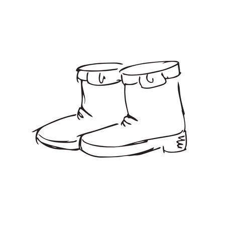 Vector illustration of a pair of boots on a white background. doodle-styleのイラスト素材