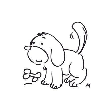 Cute doodle dog. Hand drawn doodle vector illustration.のイラスト素材