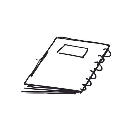 Notebook doodle icon. Hand drawn sketch illustration of notebook vector icon for web designのイラスト素材