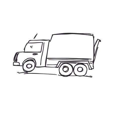 Cargo truck doodle icon. Hand drawn vector illustration.のイラスト素材