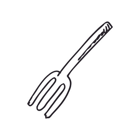 fork utensil icon over white background, line style, vector illustrationのイラスト素材