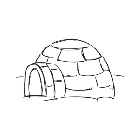 Hand drawn igloo. Sketch for your design. Vector illustration.のイラスト素材