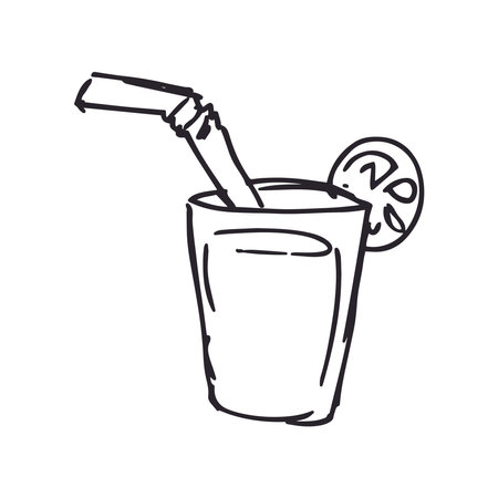 vector Cocktail line icon. Vector illustration of a glass with a cocktail and a straw. juiceのイラスト素材