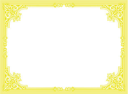 Decorative frame in Victorian style. Elegant element for design in Eastern style, place for text. Floral yellow border. Lace illustration for invitations and greeting cards.のイラスト素材