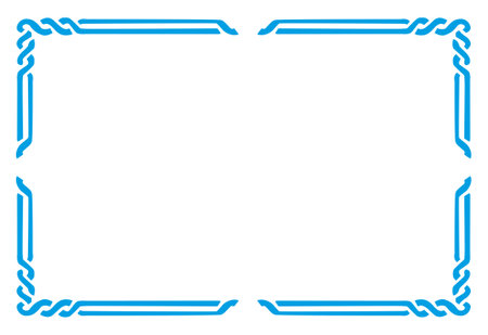 Blue border frame deco vector label simple line corner art line cornerのイラスト素材