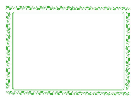 Green frame with leaves on a white background. Vector frame with leaves.のイラスト素材