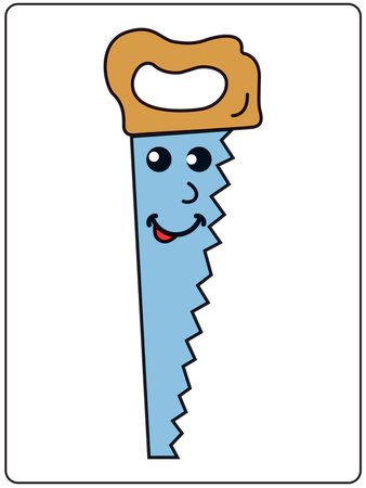 Cartoon hand saw isolated on a white background. Vector illustration.のイラスト素材