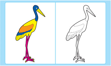 Coloring book for children, Stork. Vector Illustration.のイラスト素材