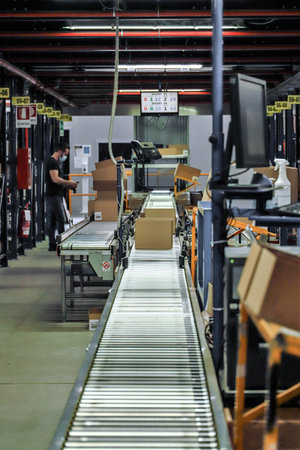 Interior of a factory for the production of household appliances and household appliancesの写真素材
