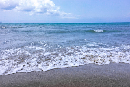 Beautiful seascape with waves on the beach, Thailand.