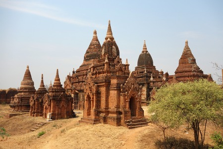 A group of temples and pagodas in Bagan, Myanmarの写真素材