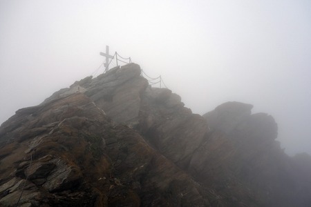 Peak of Kitzsteinhorn on a foggy summerday, Kaprun, Austria,の写真素材