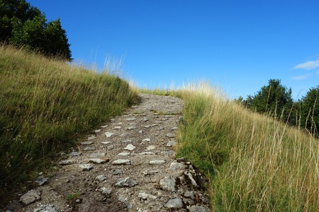 Stone path leading to Monte Baldo, Italyの写真素材