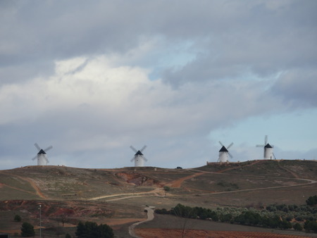 Beautiful windmills very old and that describe a very Spanish landscapeの写真素材