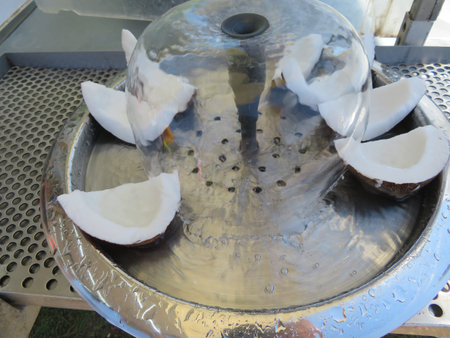 Delicious coconut ready to be consumed refreshing their pleasant flavor