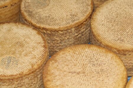 Beautiful cheese with good color and a strong smell of pleasant flavorの写真素材