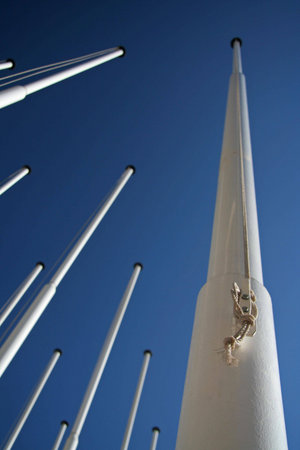 Empty flag postsの写真素材