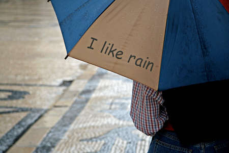 Message in a rainy dayの写真素材