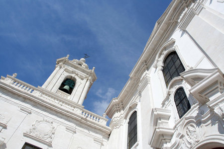 white church with deep blue skyの写真素材
