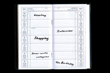 agenda with tasks and activities sorted by date