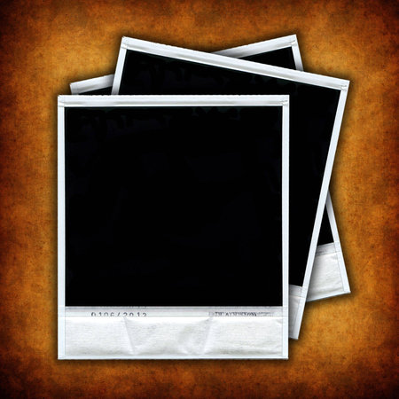 Set of three empty photo frames over grunge background - square format
