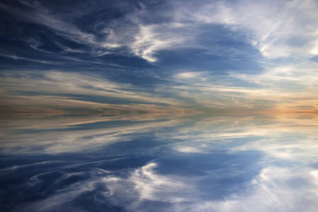 beautiful sunset with perfect water reflexion - landscape orientationの写真素材