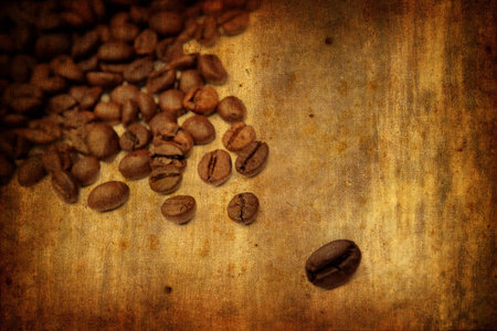 grunge background with coffee elements - landscape orientationの写真素材