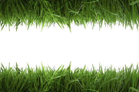 frame background with green grass isolated on white background