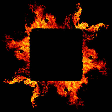 fire frame abstract background isolated on black backgroundの写真素材