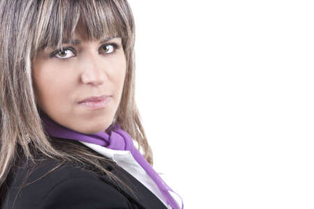 beautiful businesswoman portrait isolated on white backgroundの写真素材