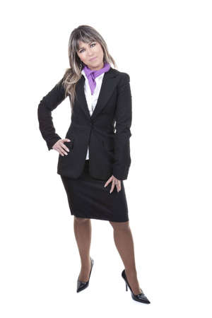 beautiful businesswoman isolated on white background - portrait orientationの写真素材