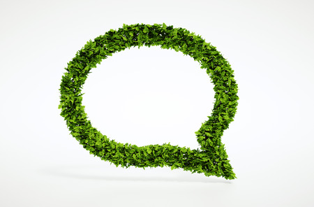 Isolated 3d render natural leaf talk symbol with white backgroundの写真素材