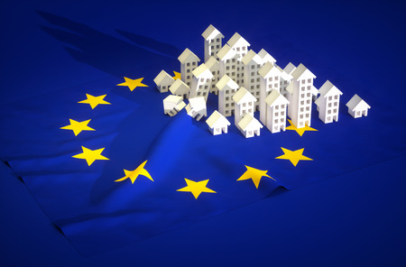 3d render illustration of EU real-estate development の写真素材