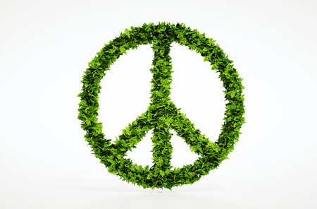 Isolated 3d render peace symbol with white backgroundの写真素材