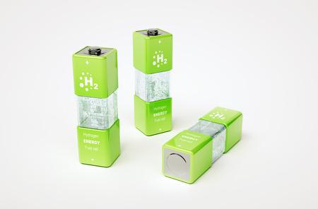 3d render concept of hydrogen fuel cell batteryの写真素材