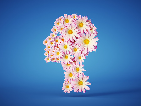 Flower head design with blue backgroundのeditorial素材