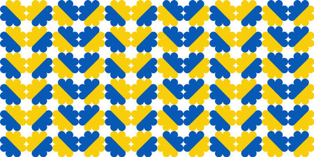 Seamless pattern with hearts in the colors of the Ukrainian flagのイラスト素材