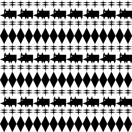 The elephant pants ethnic seamless pattern. Black and white. Thai, Indonesian, Cambodian style. Design for clothing, fabric, carpet, home decor, accessories, wallpaper, batik, textのイラスト素材