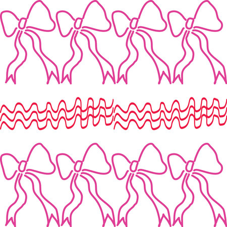 Set of pink bows and ribbons on. white background. Vector illustration.のイラスト素材