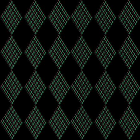 Seamless pattern with rhombuses in green and black colorsのイラスト素材