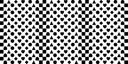 Seamless pattern of black hearts on a white background. Vector illustration.のイラスト素材